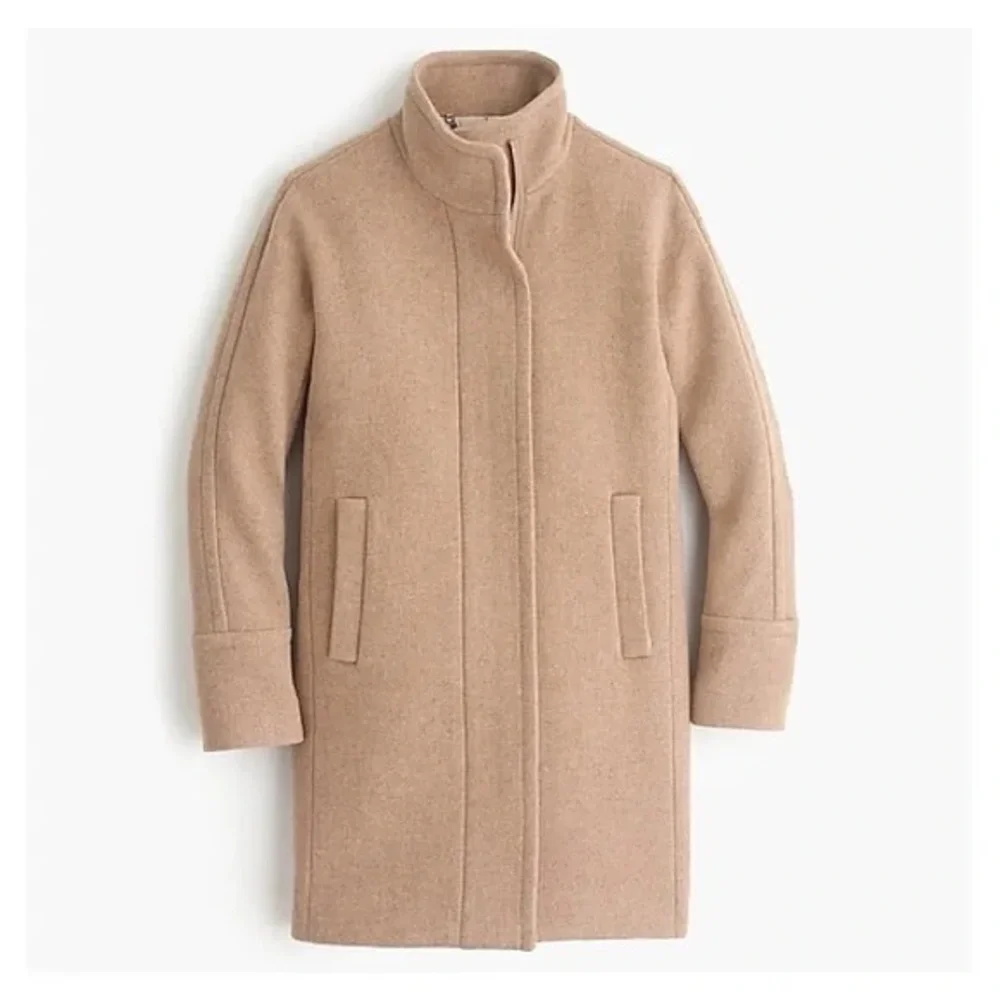 J.Crew Stadium-Cloth Cocoon Coat in Camel Beige Size 2 - Italian Nello Gori Wool - Picture 2 of 11